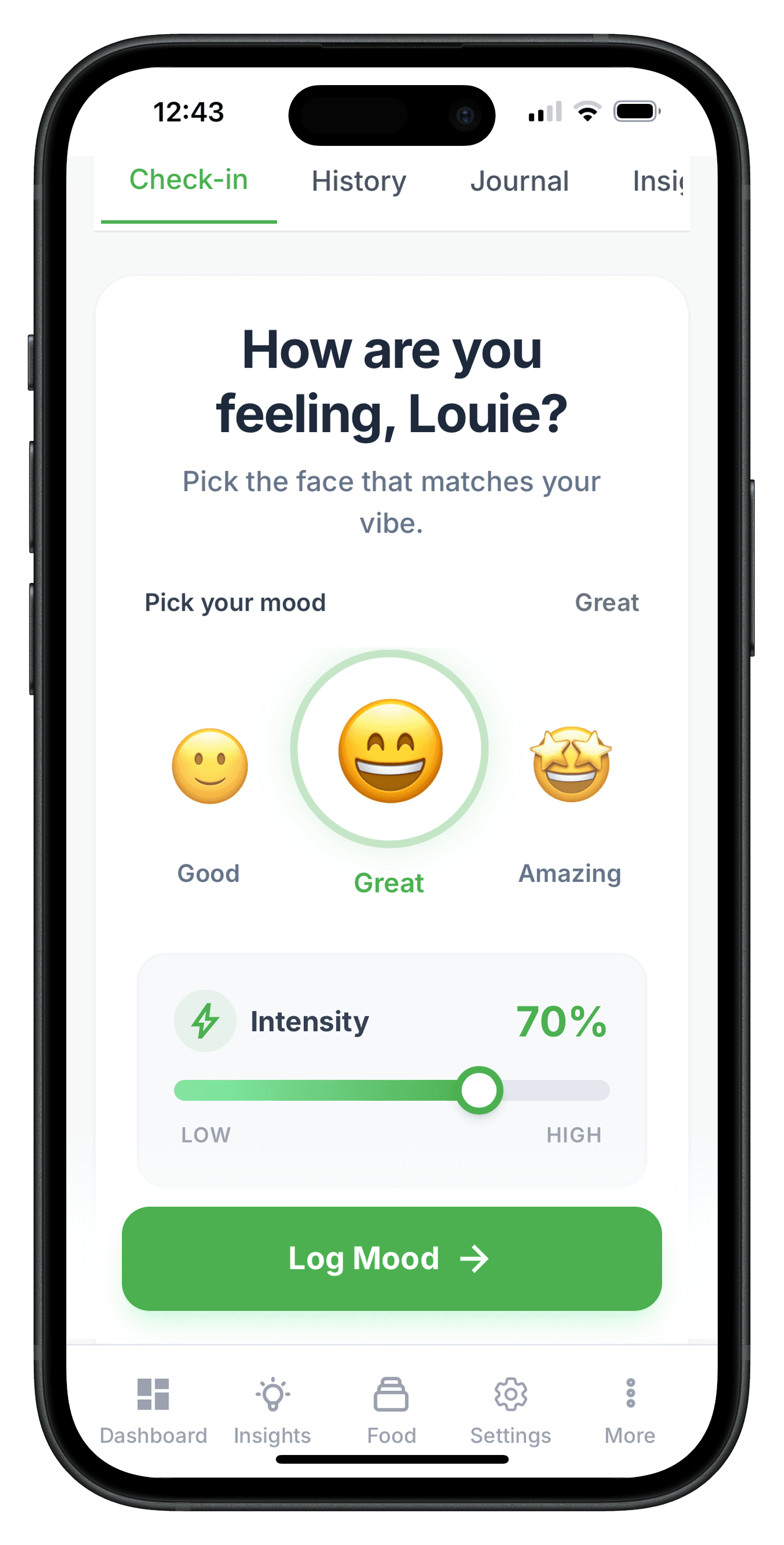 Mood tracker screen