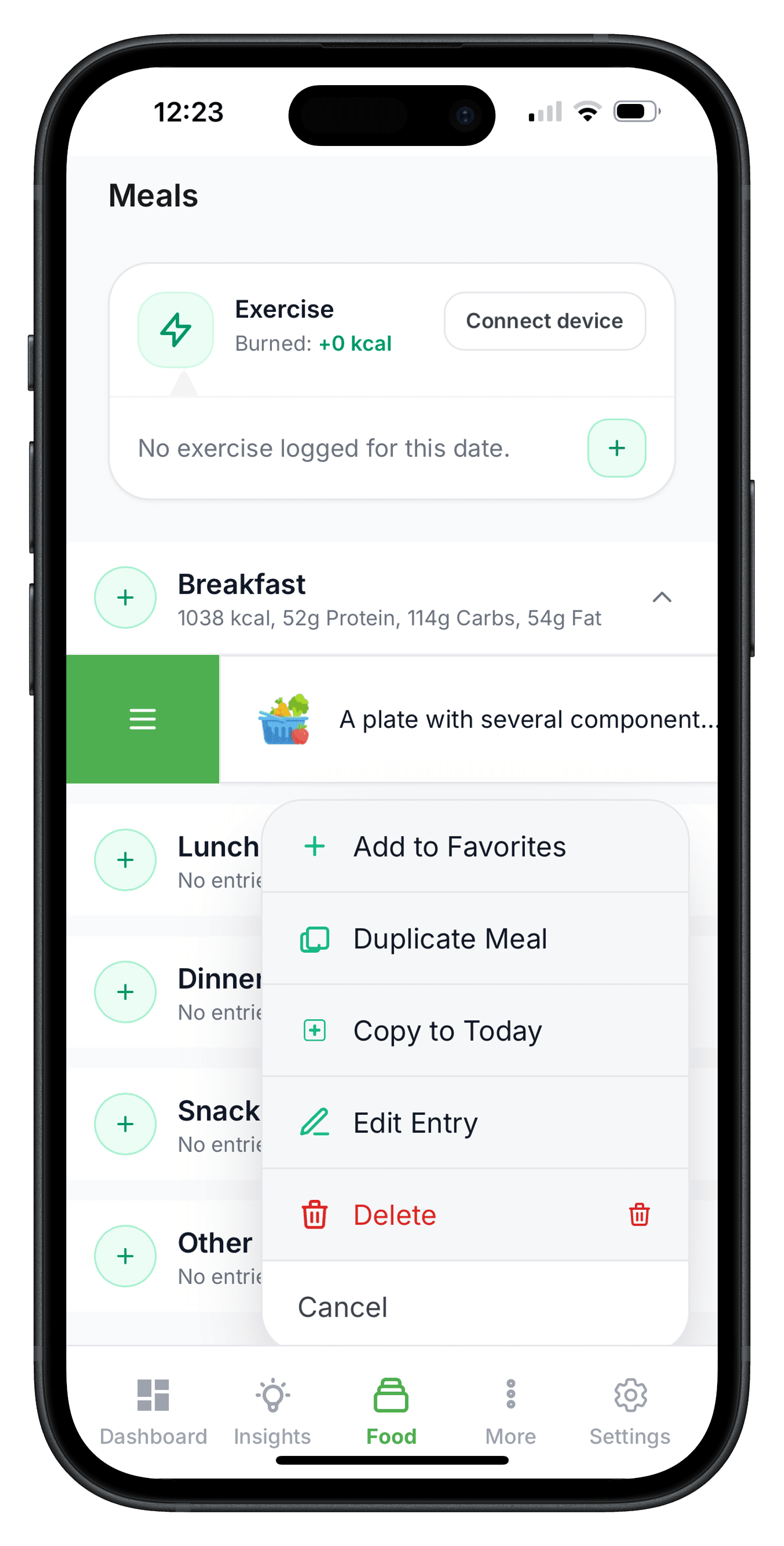 Reusable meal actions