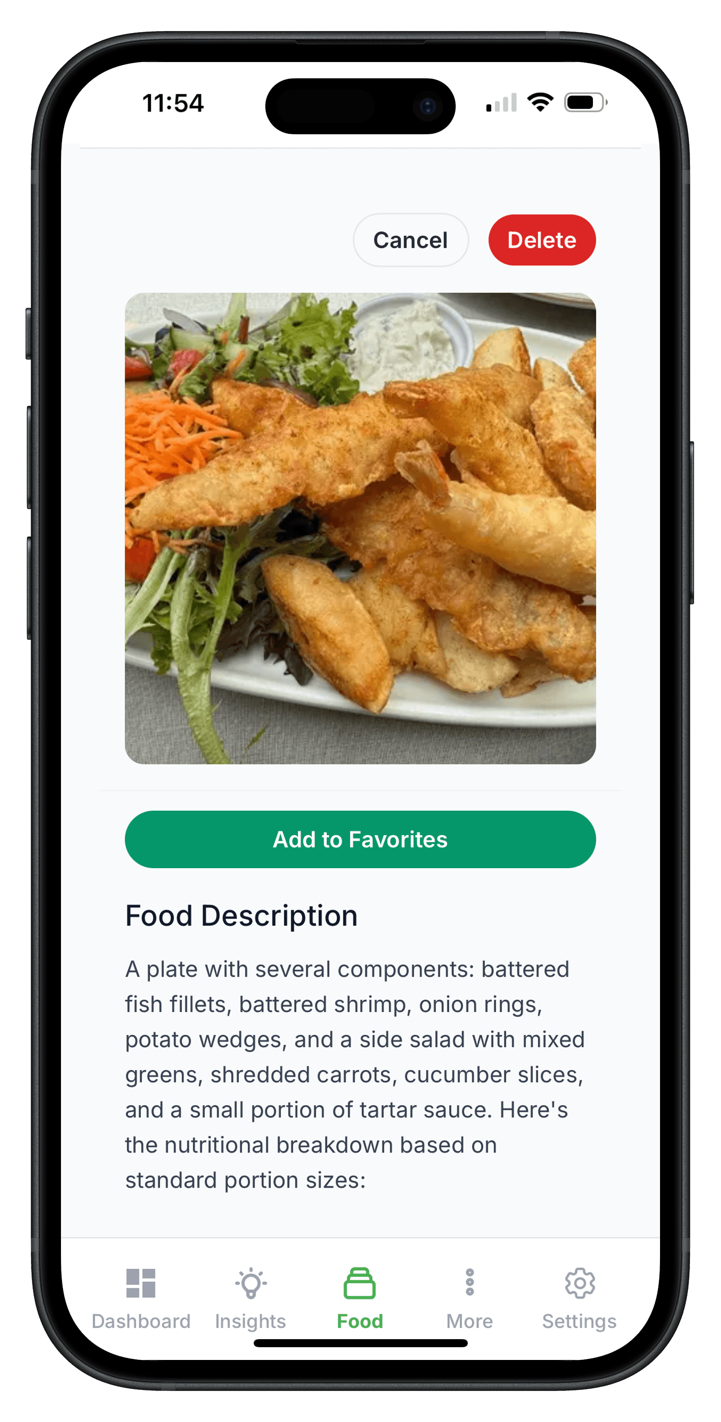 AI meal scan on a phone